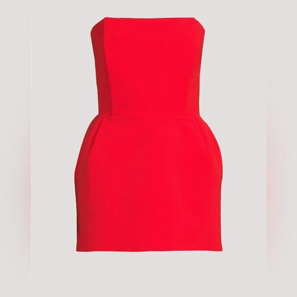 Magda Butrym Corset Mini Dress strapless structured Red Babydoll size 38 FR US 6 - Picture 5 of 11